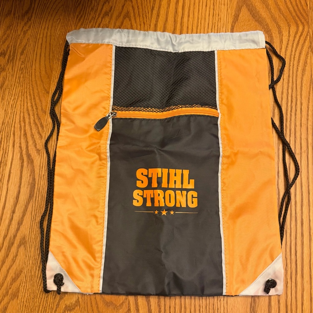 STIHL Strong Orange and Black Drawstring Backpack